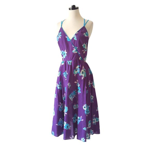 Vintage 60s 70s Dress Womens 11 M Purple Floral MCM Housewife Babydoll Frock - Picture 14 of 16